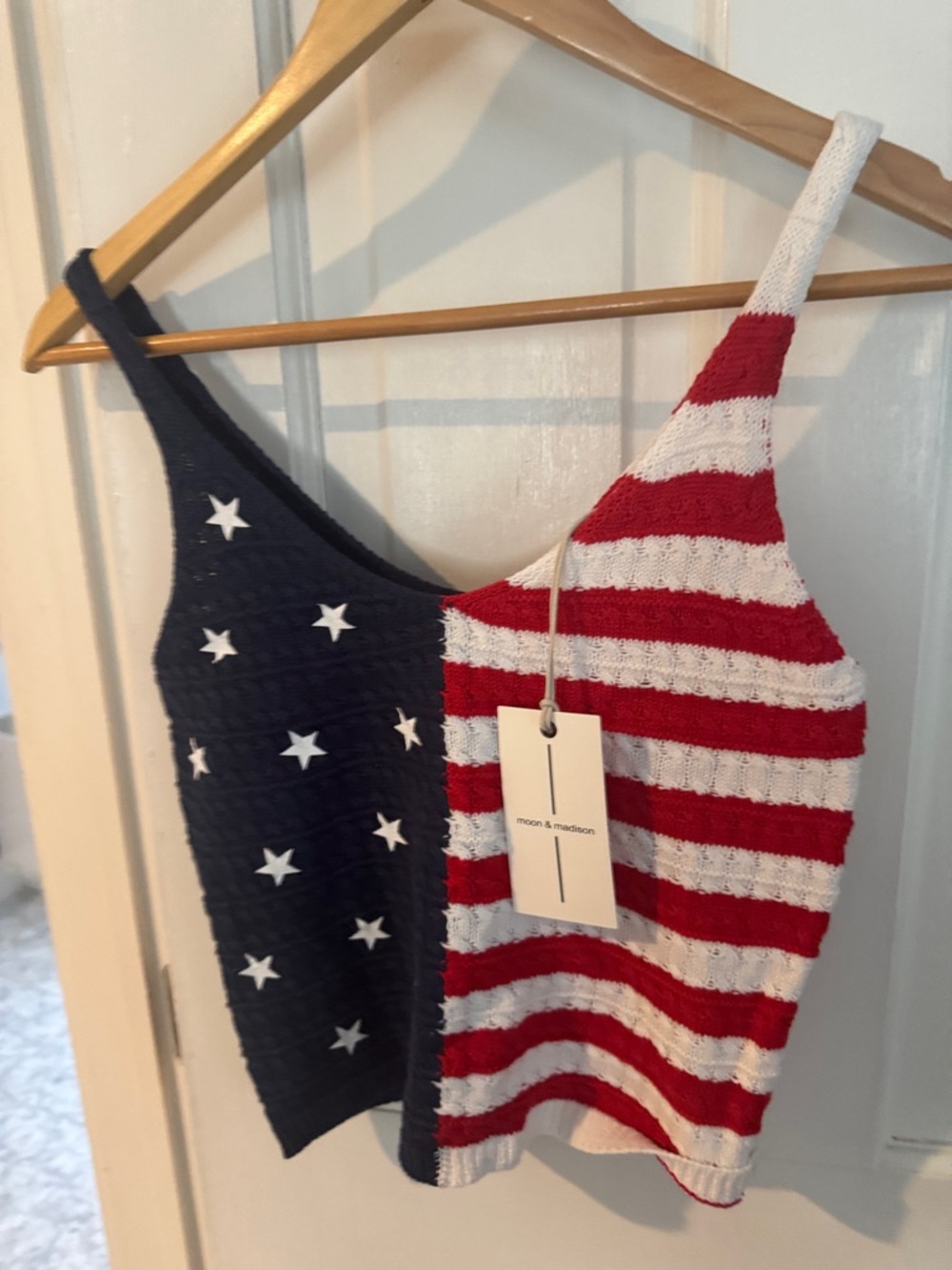 moon & madison Red, White & Navy Star Stripe Knit Tank